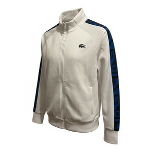 Lacoste White Track Jacket with Blue Accent Stripes